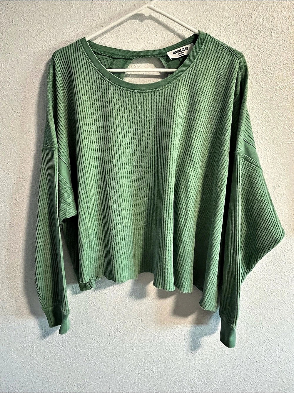 Double Zero Cotton Wrap Long Sleeve Top in Green Size Small Like New